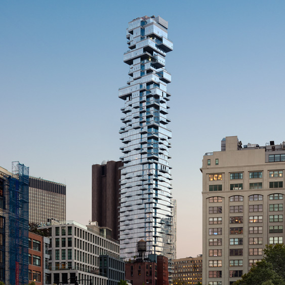 <p>56 Leonard Street</p>
                 <p>Tribeca, NY</p>
                 <p>Herzog & De Meuron</p>